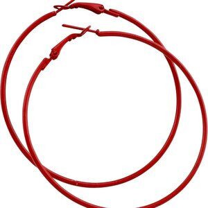 Colorful Stainless Steel Big Hoop Earrings - 2.32" x 2.48" - Lovers Red